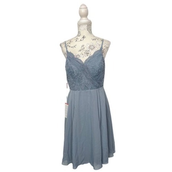 JJs House A-Line V-neck Knee-Length Chiffon Lace‎ Bridesmaid Dress Size 8 NWT - Picture 2 of 9